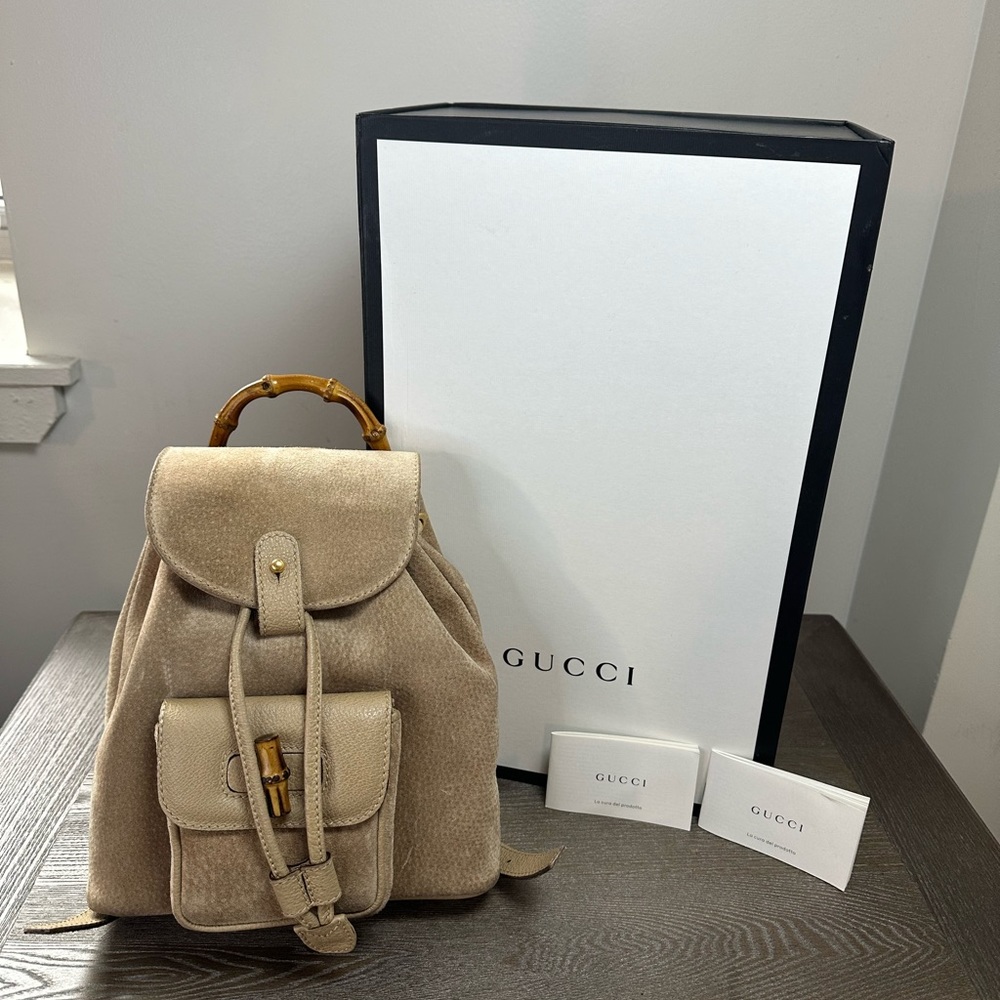 Gucci Bamboo Backpack With Box